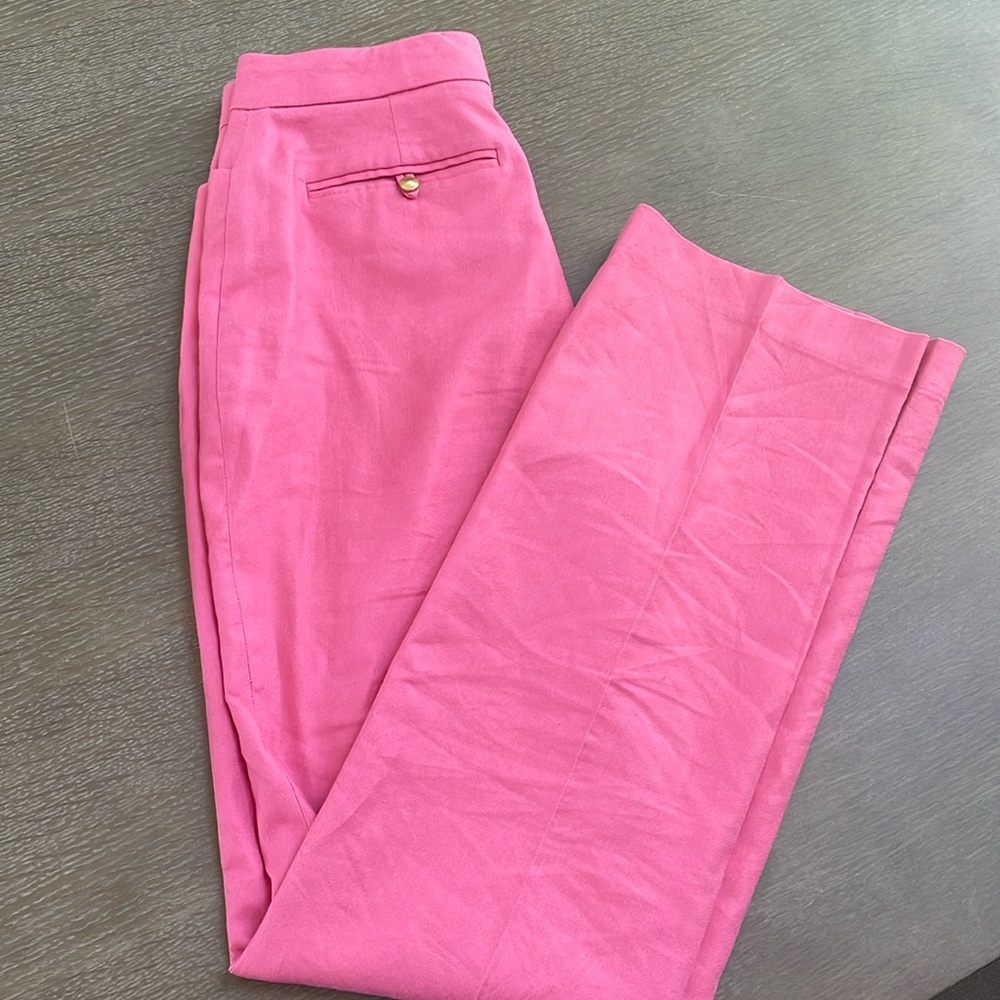 EUC donna karan trousers, linen type hot pink